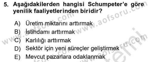 Yenilik Yönetimi Dersi 2020 - 2021 Yılı Yaz Okulu Sınav Soruları 5. Soru