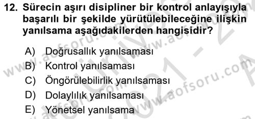 Yenilik Yönetimi Dersi 2021 - 2022 Yılı (Vize) Ara Sınav Soruları 12. Soru