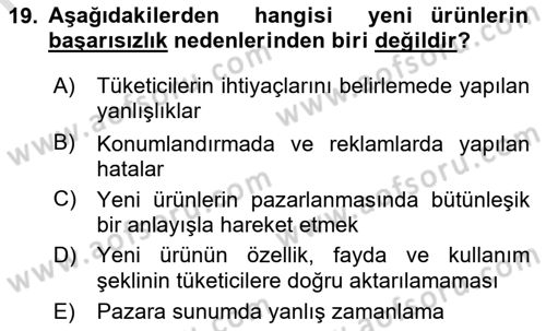 Yenilik Yönetimi Dersi Ara Sınavı Deneme Sınav Soruları 19. Soru