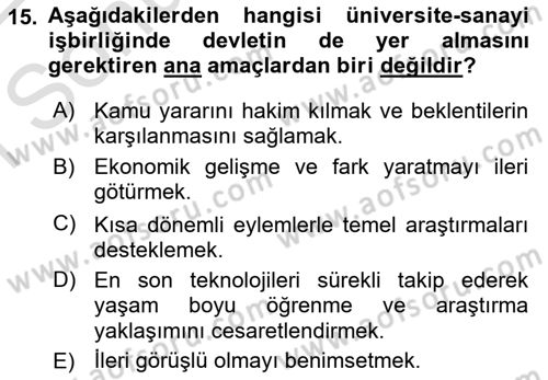 Yenilik Yönetimi Dersi 2021 - 2022 Yılı (Final) Dönem Sonu Sınav Soruları 15. Soru