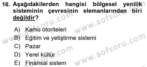 Yenilik Yönetimi Dersi 2021 - 2022 Yılı (Final) Dönem Sonu Sınav Soruları 16. Soru