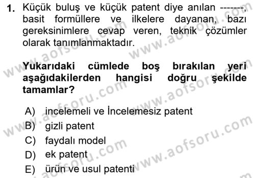 Yenilik Yönetimi Dersi 2021 - 2022 Yılı Yaz Okulu Sınav Soruları 1. Soru