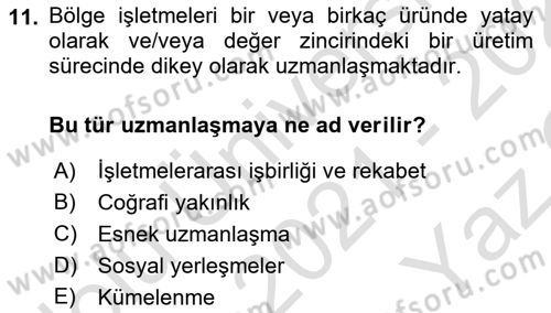 Yenilik Yönetimi Dersi 2021 - 2022 Yılı Yaz Okulu Sınav Soruları 11. Soru