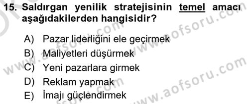 Yenilik Yönetimi Dersi 2021 - 2022 Yılı Yaz Okulu Sınav Soruları 15. Soru