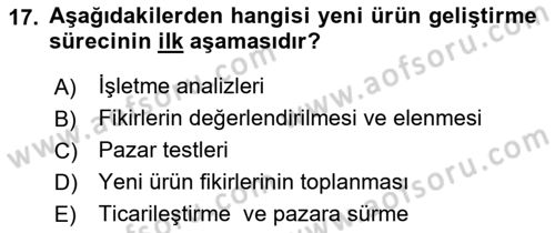 Yenilik Yönetimi Dersi 2021 - 2022 Yılı Yaz Okulu Sınav Soruları 17. Soru