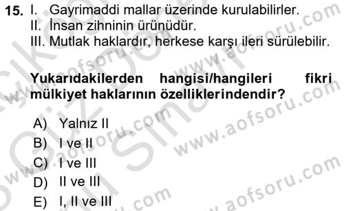 Yenilik Yönetimi Dersi 2022 - 2023 Yılı (Final) Dönem Sonu Sınav Soruları 15. Soru