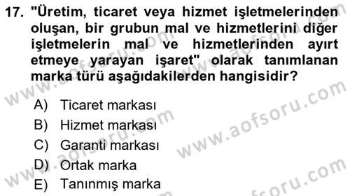 Yenilik Yönetimi Dersi 2022 - 2023 Yılı (Final) Dönem Sonu Sınav Soruları 17. Soru