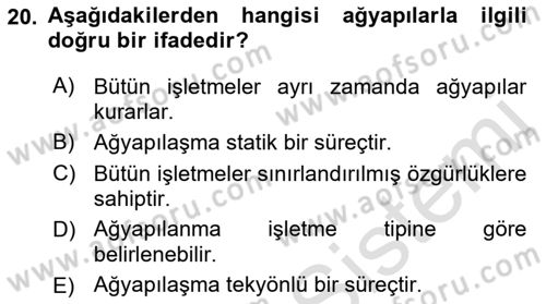 Yenilik Yönetimi Dersi 2022 - 2023 Yılı (Final) Dönem Sonu Sınav Soruları 20. Soru