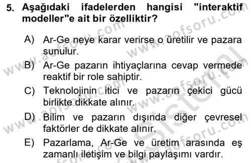 Yenilik Yönetimi Dersi 2022 - 2023 Yılı (Final) Dönem Sonu Sınav Soruları 5. Soru
