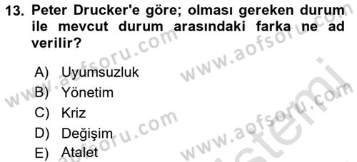 Yenilik Yönetimi Dersi 2022 - 2023 Yılı Yaz Okulu Sınav Soruları 13. Soru