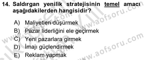 Yenilik Yönetimi Dersi 2022 - 2023 Yılı Yaz Okulu Sınav Soruları 14. Soru