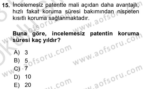 Yenilik Yönetimi Dersi 2022 - 2023 Yılı Yaz Okulu Sınav Soruları 15. Soru