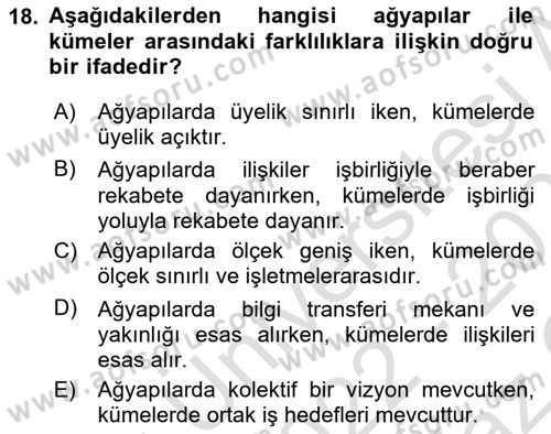 Yenilik Yönetimi Dersi 2022 - 2023 Yılı Yaz Okulu Sınav Soruları 18. Soru