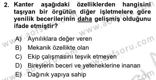 Yenilik Yönetimi Dersi 2022 - 2023 Yılı Yaz Okulu Sınav Soruları 2. Soru