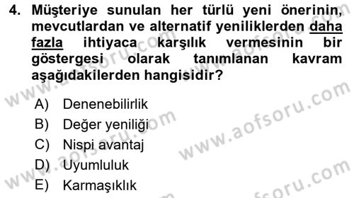 Yenilik Yönetimi Dersi 2022 - 2023 Yılı Yaz Okulu Sınav Soruları 4. Soru