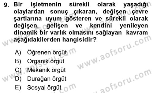Yenilik Yönetimi Dersi 2022 - 2023 Yılı Yaz Okulu Sınav Soruları 9. Soru