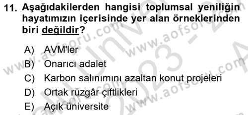 Yenilik Yönetimi Dersi Ara Sınavı Deneme Sınav Soruları 11. Soru