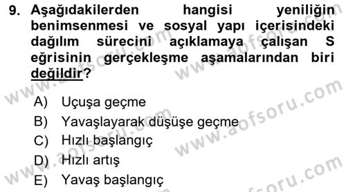 Yenilik Yönetimi Dersi 2023 - 2024 Yılı (Vize) Ara Sınav Soruları 9. Soru