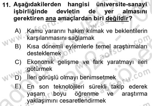 Yenilik Yönetimi Dersi 2023 - 2024 Yılı (Final) Dönem Sonu Sınav Soruları 11. Soru