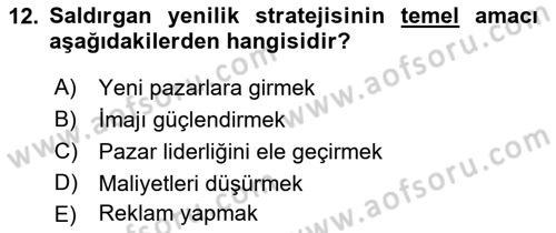 Yenilik Yönetimi Dersi 2023 - 2024 Yılı (Final) Dönem Sonu Sınav Soruları 12. Soru