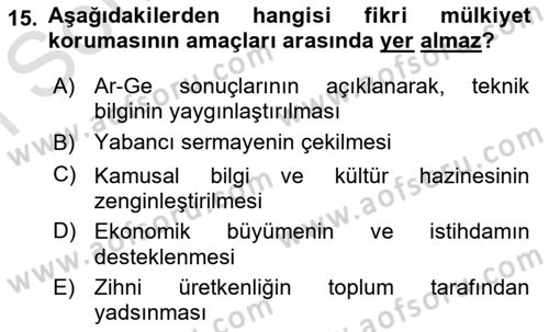 Yenilik Yönetimi Dersi 2023 - 2024 Yılı (Final) Dönem Sonu Sınav Soruları 15. Soru