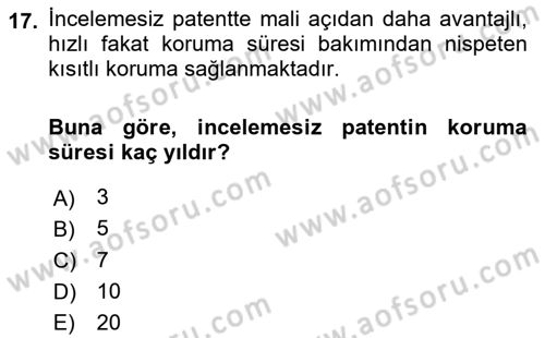 Yenilik Yönetimi Dersi 2023 - 2024 Yılı (Final) Dönem Sonu Sınav Soruları 17. Soru