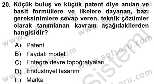 Yenilik Yönetimi Dersi 2023 - 2024 Yılı (Final) Dönem Sonu Sınav Soruları 20. Soru