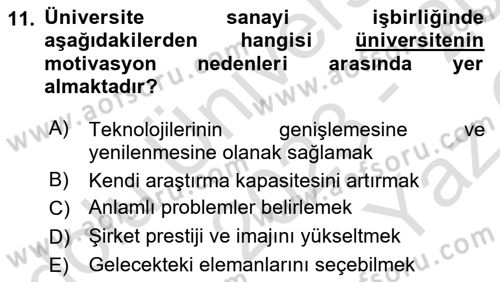 Yenilik Yönetimi Dersi 2023 - 2024 Yılı Yaz Okulu Sınav Soruları 11. Soru