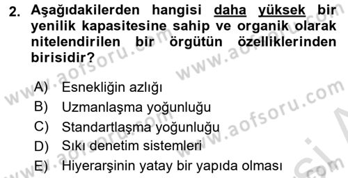 Yenilik Yönetimi Dersi 2023 - 2024 Yılı Yaz Okulu Sınav Soruları 2. Soru