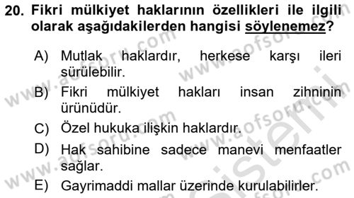 Yenilik Yönetimi Dersi 2023 - 2024 Yılı Yaz Okulu Sınav Soruları 20. Soru
