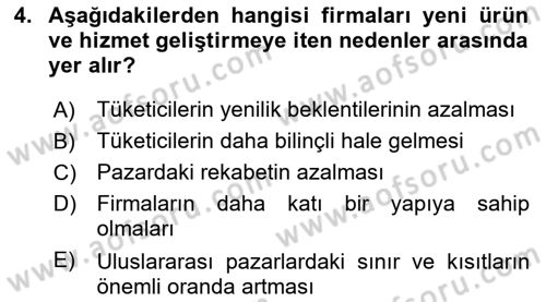 Yenilik Yönetimi Dersi 2023 - 2024 Yılı Yaz Okulu Sınav Soruları 4. Soru