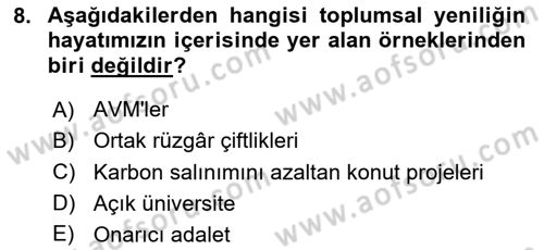 Yenilik Yönetimi Dersi 2023 - 2024 Yılı Yaz Okulu Sınav Soruları 8. Soru