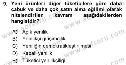 Yenilik Yönetimi Dersi 2023 - 2024 Yılı Yaz Okulu Sınav Soruları 9. Soru