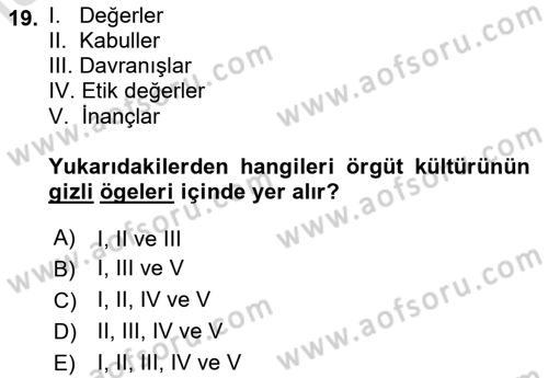 Yenilik Yönetimi Dersi Ara Sınavı Deneme Sınav Soruları 19. Soru