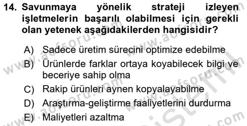 Yenilik Yönetimi Dersi 2024 - 2025 Yılı (Final) Dönem Sonu Sınav Soruları 14. Soru