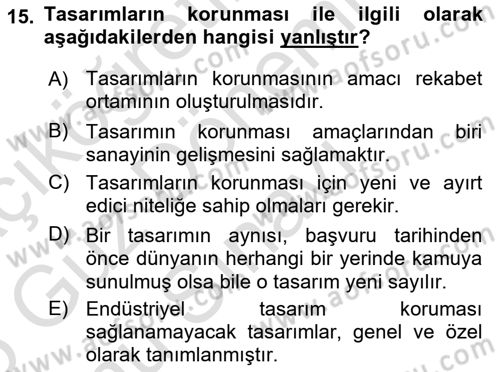 Yenilik Yönetimi Dersi 2024 - 2025 Yılı (Final) Dönem Sonu Sınav Soruları 15. Soru