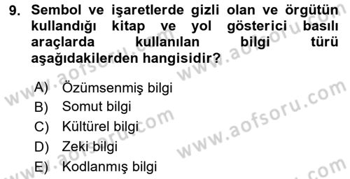 Yenilik Yönetimi Dersi 2024 - 2025 Yılı (Final) Dönem Sonu Sınav Soruları 9. Soru