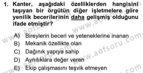 Yenilik Yönetimi Dersi 2024 - 2025 Yılı Yaz Okulu Sınav Soruları 1. Soru