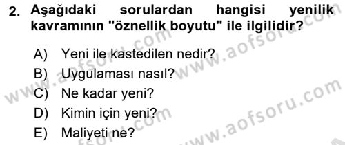 Yenilik Yönetimi Dersi 2024 - 2025 Yılı Yaz Okulu Sınav Soruları 2. Soru