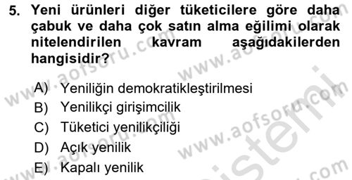 Yenilik Yönetimi Dersi 2024 - 2025 Yılı Yaz Okulu Sınav Soruları 5. Soru