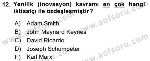 Yenilik Yönetimi Dersi 2025 - 2026 Yılı (Vize) Ara Sınav Soruları 12. Soru