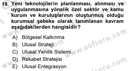 Yenilik Yönetimi Dersi 2025 - 2026 Yılı (Final) Dönem Sonu Sınav Soruları 19. Soru