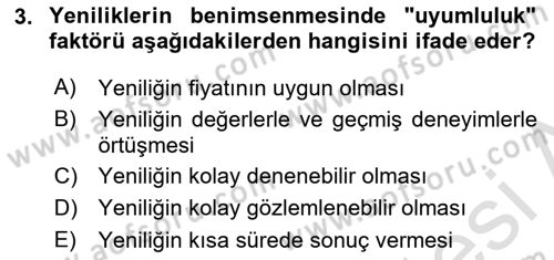 Yenilik Yönetimi Dersi 2025 - 2026 Yılı (Final) Dönem Sonu Sınav Soruları 3. Soru