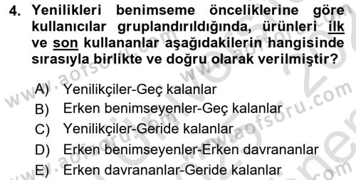 Yenilik Yönetimi Dersi 2025 - 2026 Yılı (Final) Dönem Sonu Sınav Soruları 4. Soru