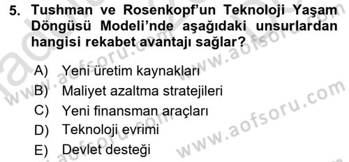 Yenilik Yönetimi Dersi 2025 - 2026 Yılı (Final) Dönem Sonu Sınav Soruları 5. Soru