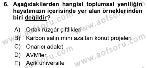 Yenilik Yönetimi Dersi 2025 - 2026 Yılı (Final) Dönem Sonu Sınav Soruları 6. Soru