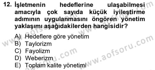 Küçük İşletme Yönetimi Dersi 2012 - 2013 Yılı (Final) Dönem Sonu Sınav Soruları 12. Soru