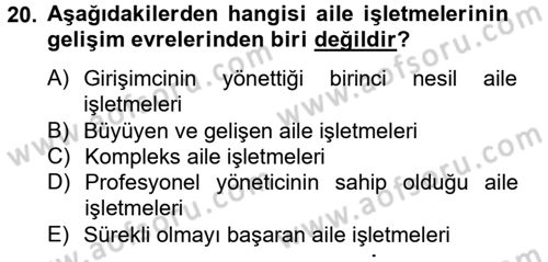 Küçük İşletme Yönetimi Dersi 2012 - 2013 Yılı (Final) Dönem Sonu Sınav Soruları 20. Soru