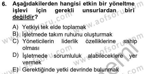 Küçük İşletme Yönetimi Dersi 2012 - 2013 Yılı (Final) Dönem Sonu Sınav Soruları 6. Soru