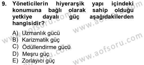 Küçük İşletme Yönetimi Dersi 2012 - 2013 Yılı (Final) Dönem Sonu Sınav Soruları 9. Soru
